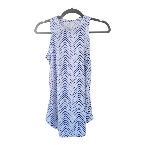 ATHLETA Blue & White Chevron Tie Dye Racerback Athletic Sporty Tank Top XXS - Picture 3 of 15